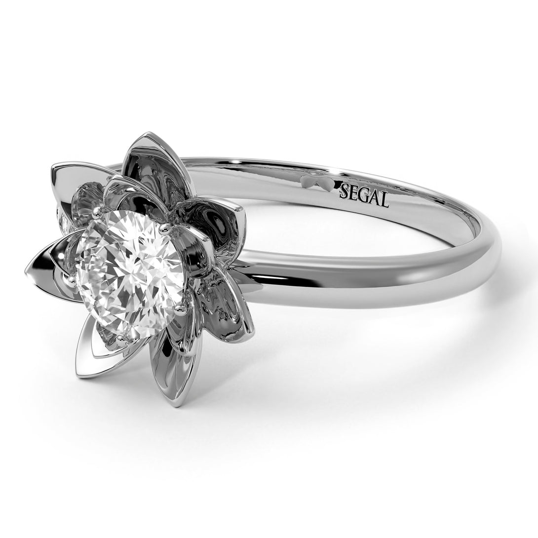 Lotus Flower Solitaire Diamond Ring - Lotus no. 3
